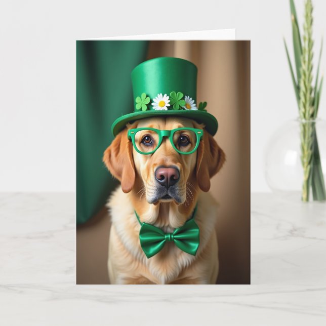 St Patricks Day Dog Photo Card (Front)