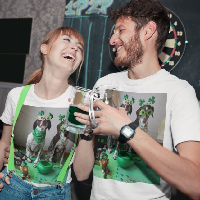 St. Patrick's Day Dogs Party Light Coloured T-Shir T-Shirt (St. Patrick's Day Dogs Party Light Colored T-Shirt)