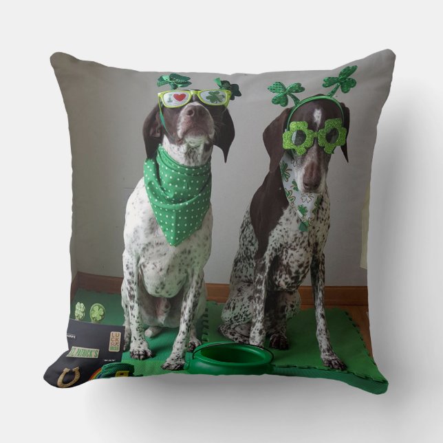 St. Patrick's Day Dogs Ready to Party 20x20 Pillow (Front)