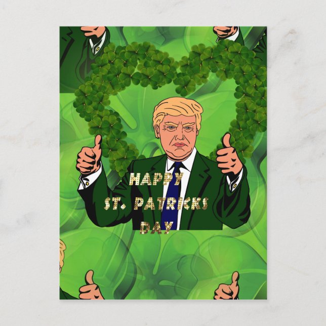 st patricks day donald trump postcard (Front)