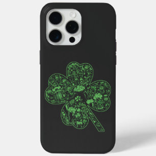 St Patricks Day Doodle Style Shamrock iPhone 15 Pro Max Case