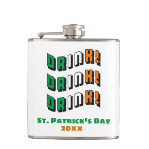 St Patricks Day Drink Irish Funny Cute Drinking Hip Flask