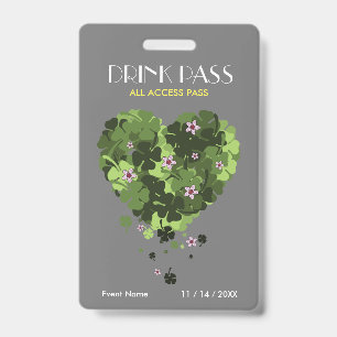 St. Patrick's Day Drink Pass Badge ID Badge