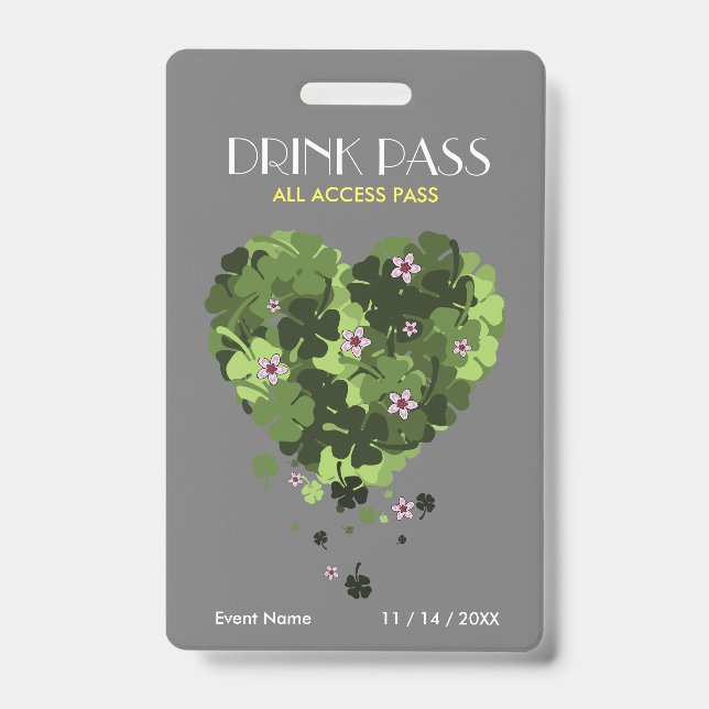 St. Patrick's Day Drink Pass Badge ID Badge (Front)
