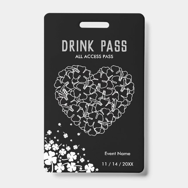St. Patrick's Day Drink Pass Badge ID Badge (Front)