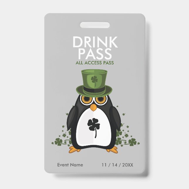 St. Patrick's Day Drink Pass ID Badge (Front)