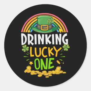 St Patricks Day Drinking Lucky One Matching Party  Classic Round Sticker