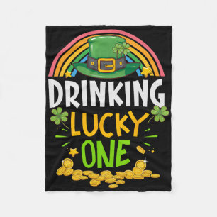 St Patricks Day Drinking Lucky One Matching Party Fleece Blanket