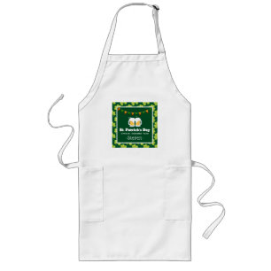 St. Patrick's Day Drinking Team Clover Pattern Long Apron