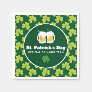 St. Patrick's Day Drinking Team Clover Pattern Napkin