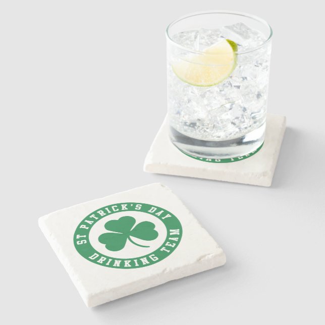 St Patrick's Day Drinking Team Stone Coaster (Side)