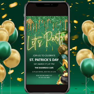 St Patrick's Day Dripping Liquid Party Invitation