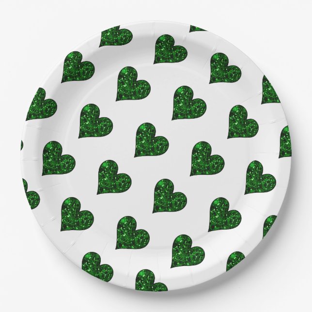 St. Patrick's Day Emerald Heart  Paper Plate (Front)