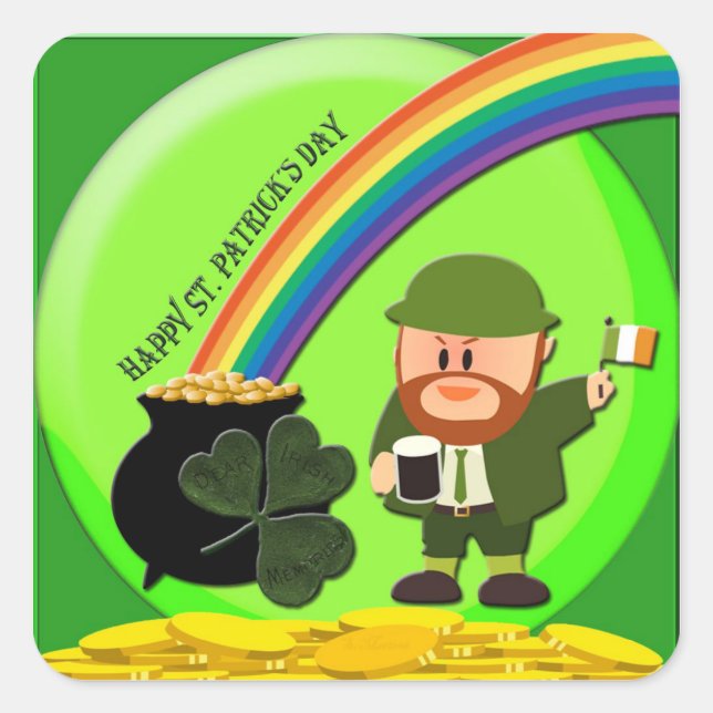 St. Patrick's Day End of Rainbow Square Sticker (Front)