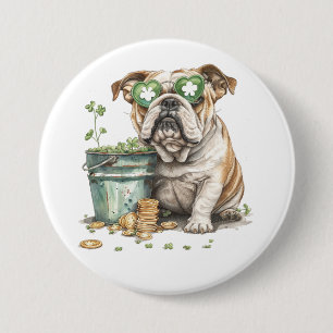 St. Patrick's Day English Bulldog 7.5 Cm Round Badge