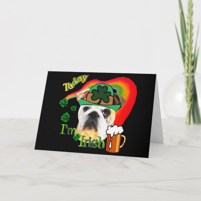 St. Patrick's Day English Bulldog Card (Front)