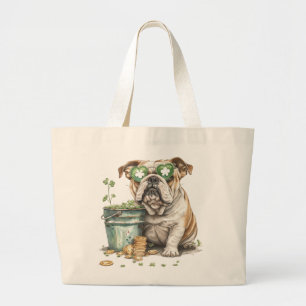 St. Patrick's Day English Bulldog Large Tote Bag
