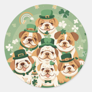 St. Patrick's Day English Bulldogs Classic Round Sticker