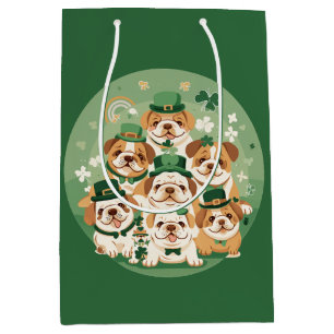 St. Patrick's Day English Bulldogs Medium Gift Bag