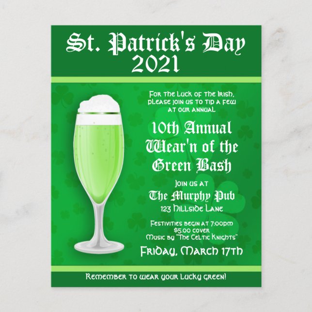 St. Patrick's Day Event Invitation Flyer (Front)