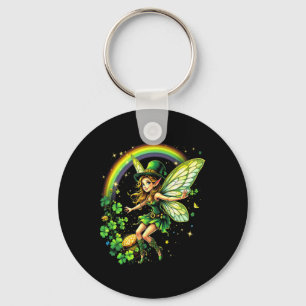 St. Patricks Day Fairy Rainbow Shamrock Magical Fo Key Ring