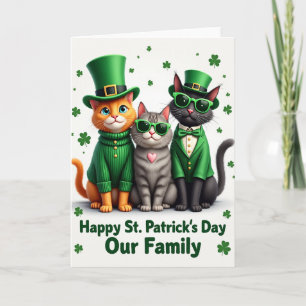 St Patricks Day Family Cats Card
