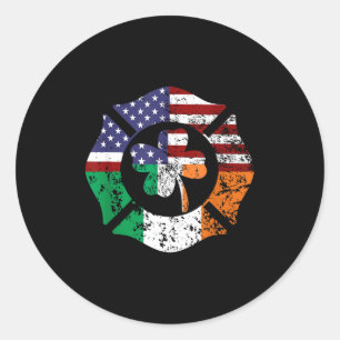 St Patrick's Day Fireman Gift Proud Firefighter Qu Classic Round Sticker