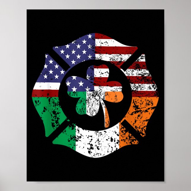 St Patrick's Day Fireman Gift Proud Firefighter Qu Poster (Front)