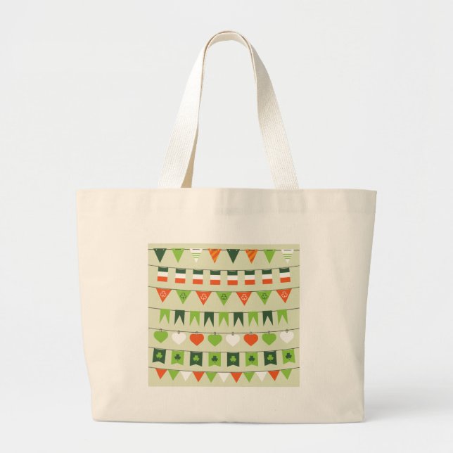 st patricks day flag large tote bag (Front)
