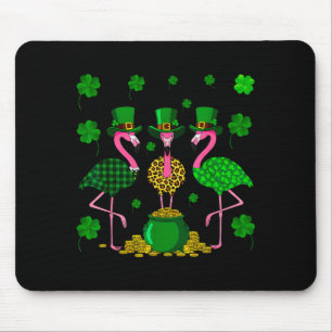 St. Patricks Day Flamingo Irish Ireland Shamrock C Mouse Pad