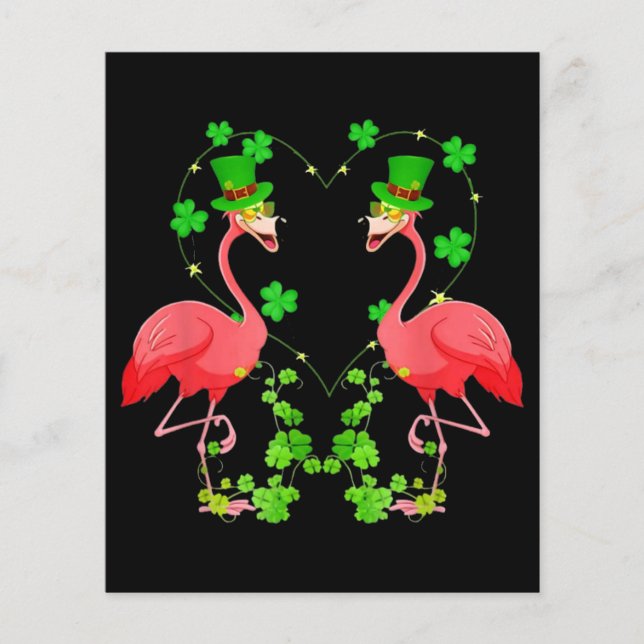 St Patrick's Day Flamingo Shamrock Heart (Front)