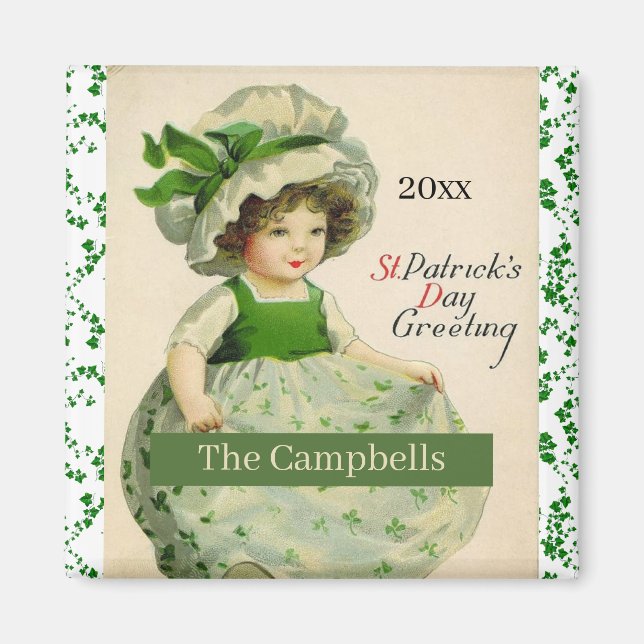 St. Patrick's Day Floral Paper Magnet (Front)