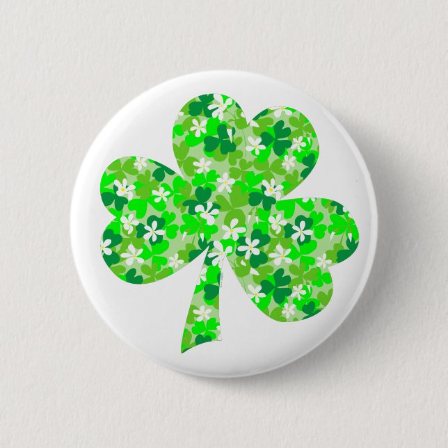 St Patrick's Day Floral Shamrock 6 Cm Round Badge (Front)