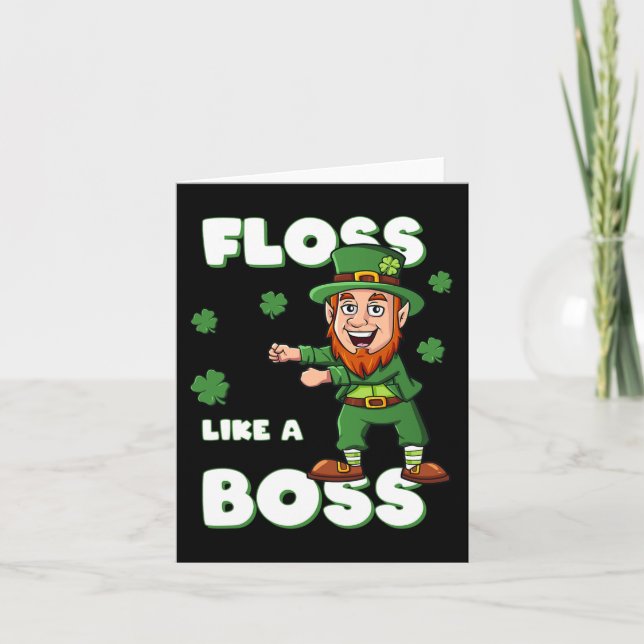 St Patricks Day Floss Like A Boss Leprechaun Boys  Card (Front)