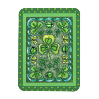 ST. PATRICK'S DAY FOLK ART SHAMROCKS N' LADYBUGS MAGNET