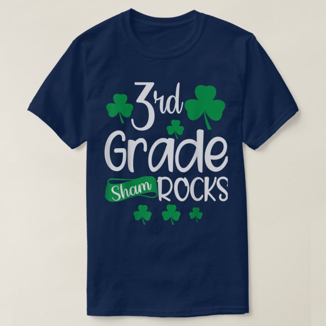 St Patricks Day  For 3rd Grade Teacher Plaid Shamr T-Shirt (Design Front)