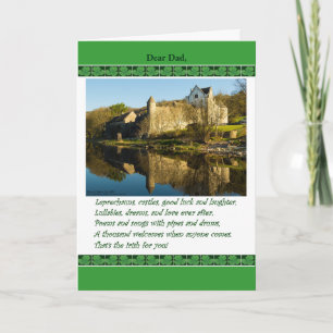 St. Patrick's Day for Dad, Poem, Castle, Shamrocks Card