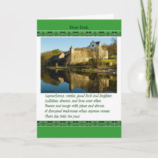 St. Patrick's Day for Dad, Poem, Castle, Shamrocks Card