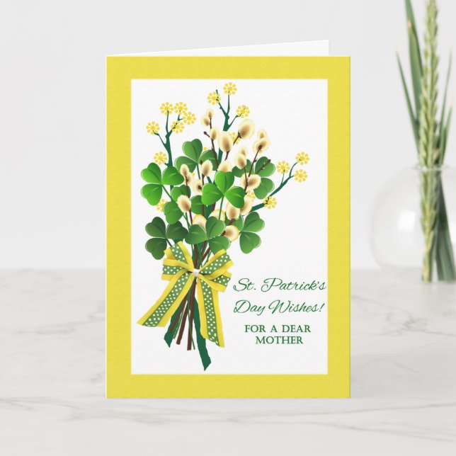 St. Patrick's Day for Mother with Shamrock Bouquet Card (Front)