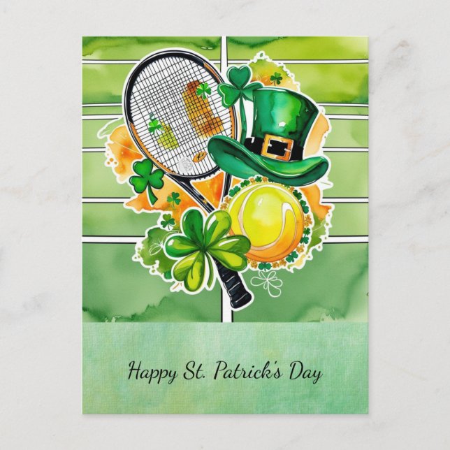 St. Patrick's Day  for Tennis Player Holiday Postcard (Front)