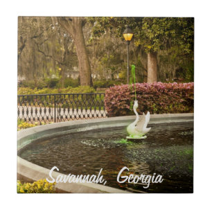 St Patrick's Day - Forsyth Fountain, Savannah, GA Tile