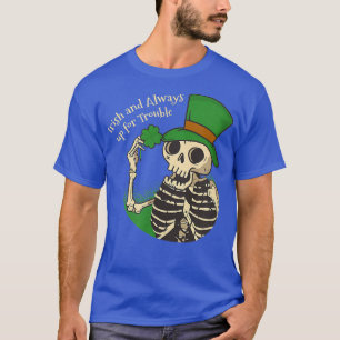 St Patrick's Day Four Leaf Clover Irish Skeleton T T-Shirt
