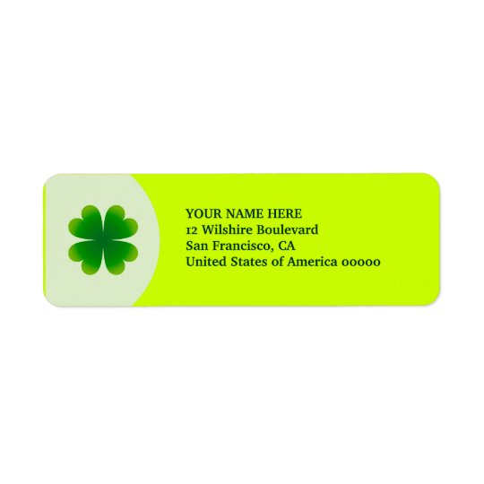 St. Patrick's Day Four Leaf Clover Label Address Return Address Label