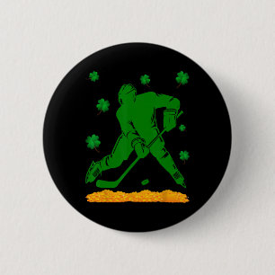 St Patricks Day Four Leaf Clover - Lucky Hockey Go 6 Cm Round Badge