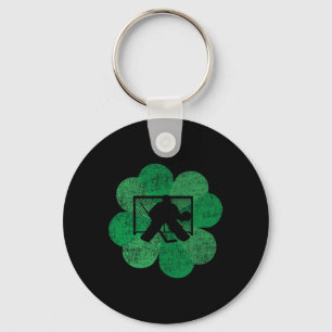 St Patricks Day Four Leaf Clover - Lucky Hockey Go Key Ring