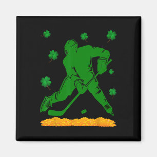 St Patricks Day Four Leaf Clover - Lucky Hockey Go Magnet