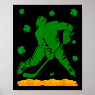 St Patricks Day Four Leaf Clover - Lucky Hockey Go Poster
