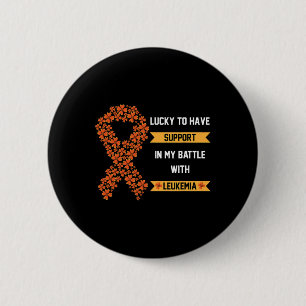 St Patricks Day Four Leaf Clover Orange Leukaemia 6 Cm Round Badge
