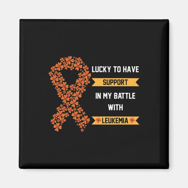 St Patricks Day Four Leaf Clover Orange Leukaemia  Magnet (Front)
