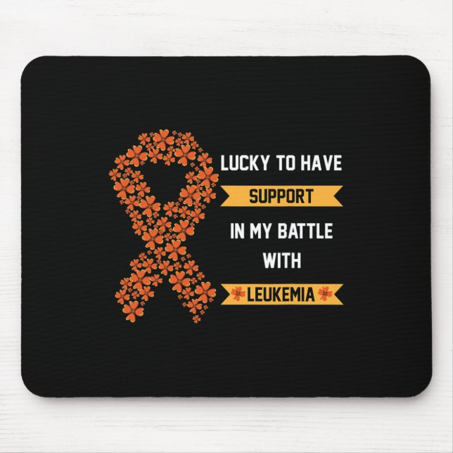 St Patricks Day Four Leaf Clover Orange Leukaemia  Mouse Pad (Front)